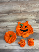 3pc Plush Pumpkin Romper Set Orange sz 0-3m