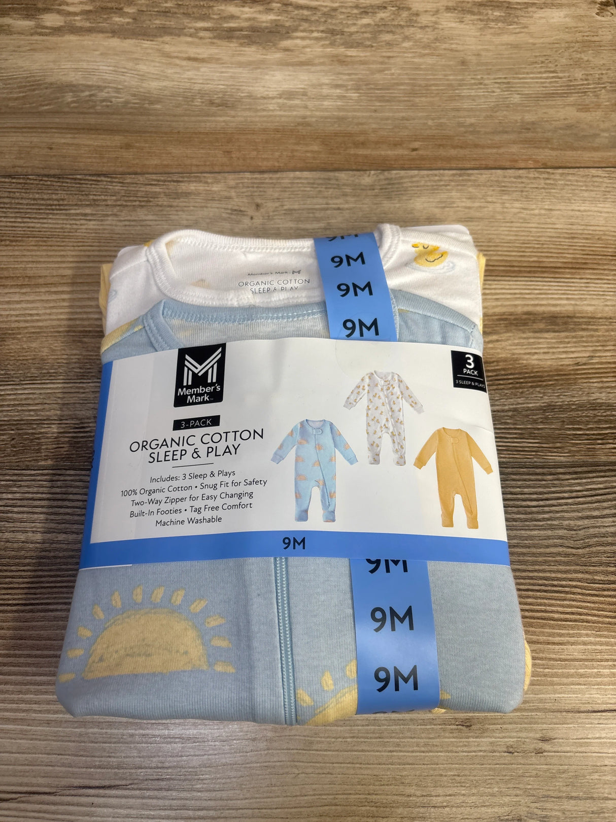 NEW Member's Mark 3pk Sleep & Play Sleeper Set White sz 9m
