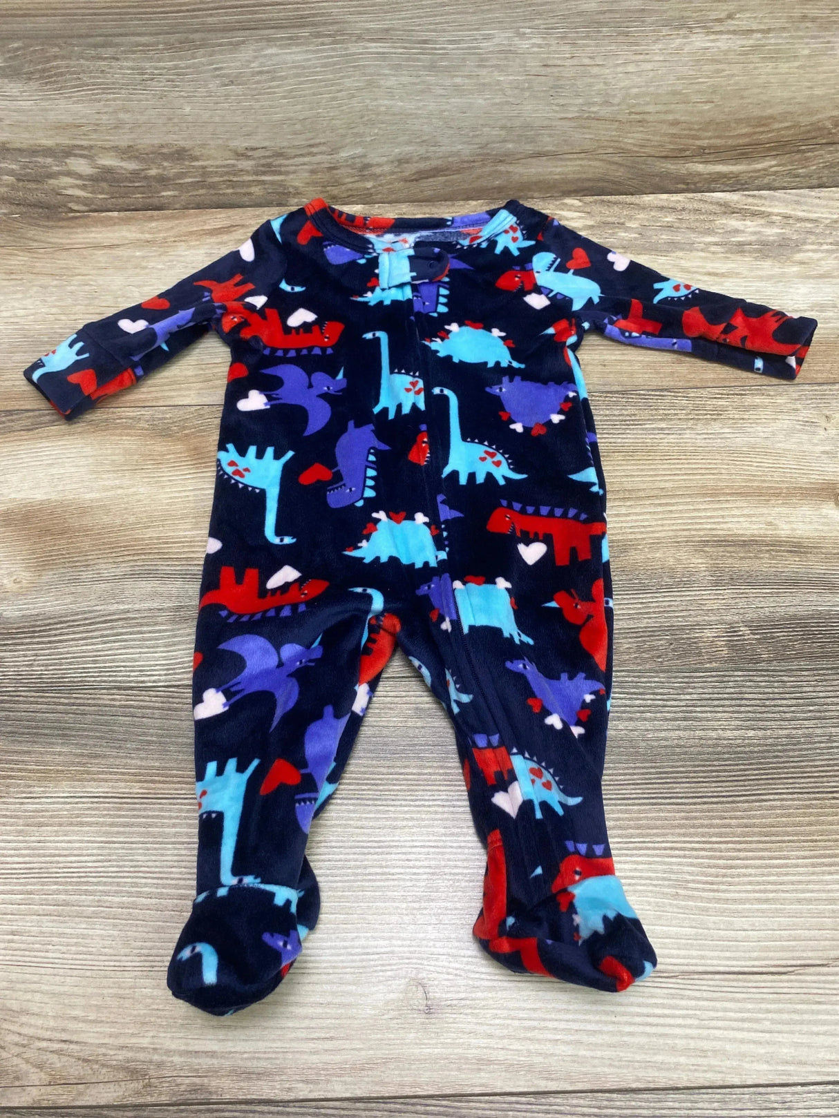 Cat & Jack Valentine Dinosaur Sleeper Navy sz 0-3m