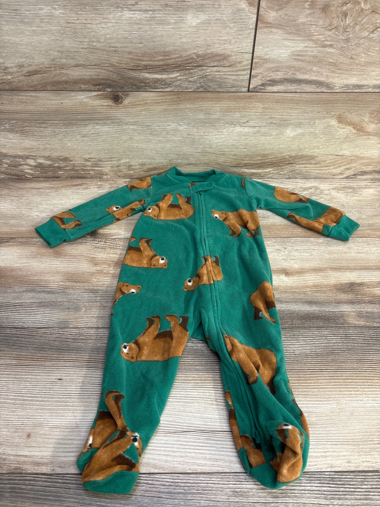 Carter's Bear Print Blanket Sleeper Green sz 9m