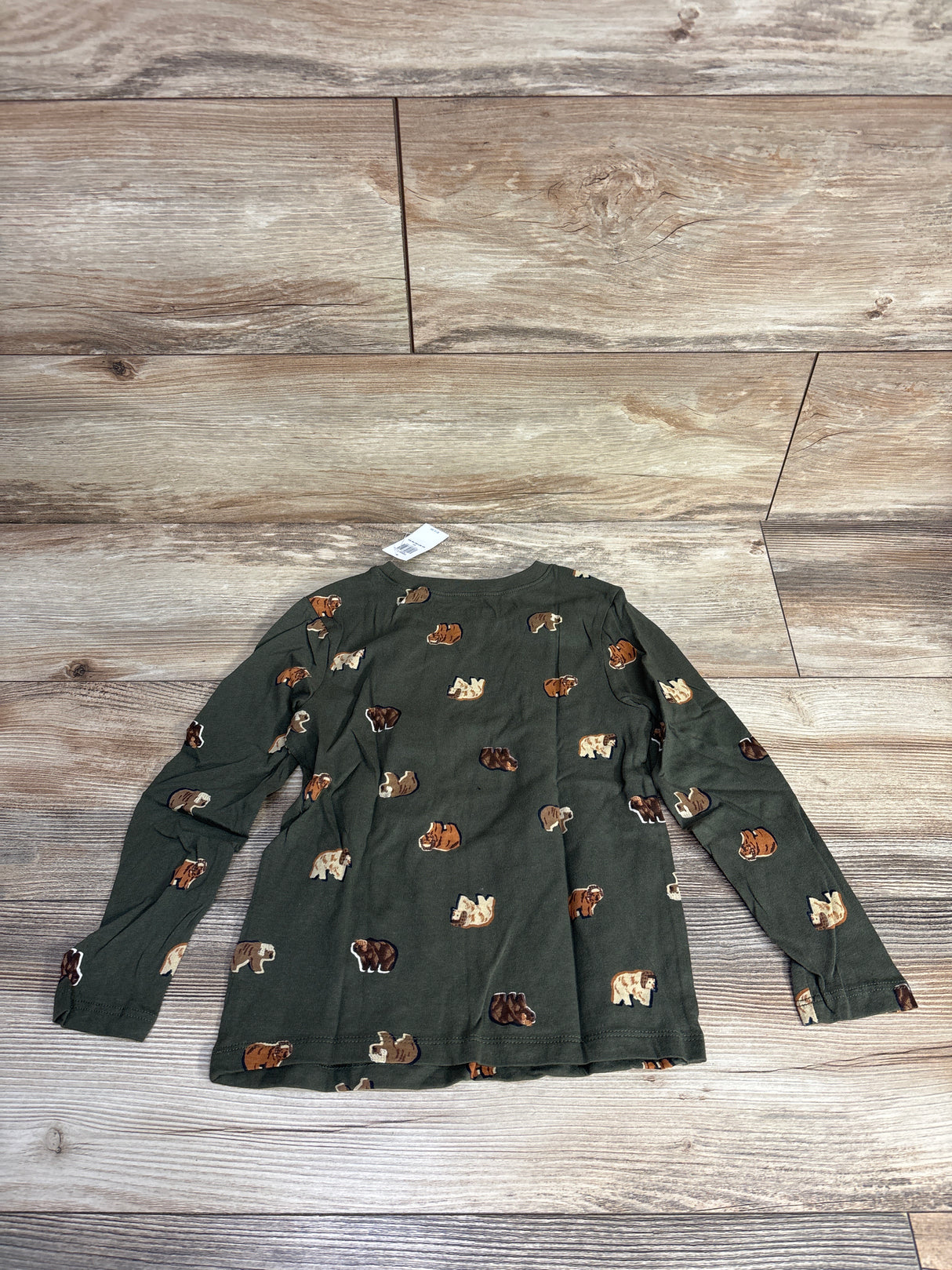 NEW Old Navy Bear Print Long Sleeve Shirt Green sz 5T