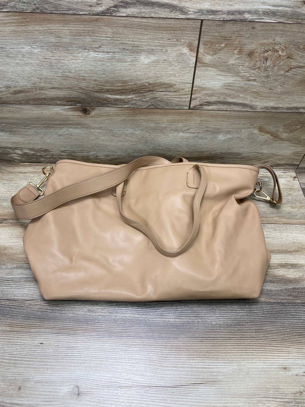 Tushbaby Sand Faux Leather Diaper Bag