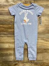 NEW Cat & Jack Every Bunny Loves Me Romper Blue sz 12m