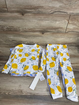 NEW Just One You 4pc Lemons & Flowers Pajama Set White/Blue sz 4T