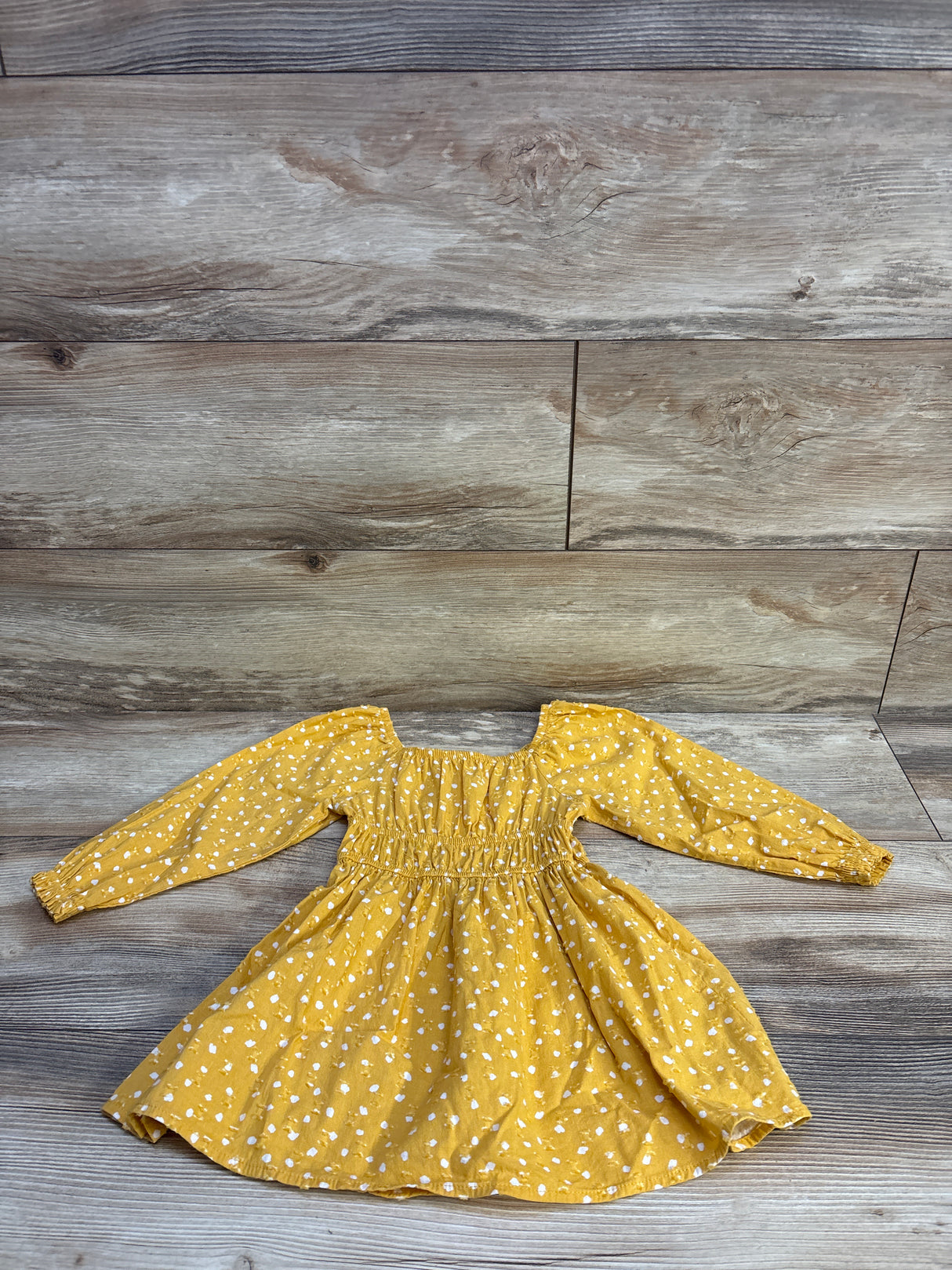 Wonder Nation Long Sleeve Swiss Dot Dress Yellow sz 2T