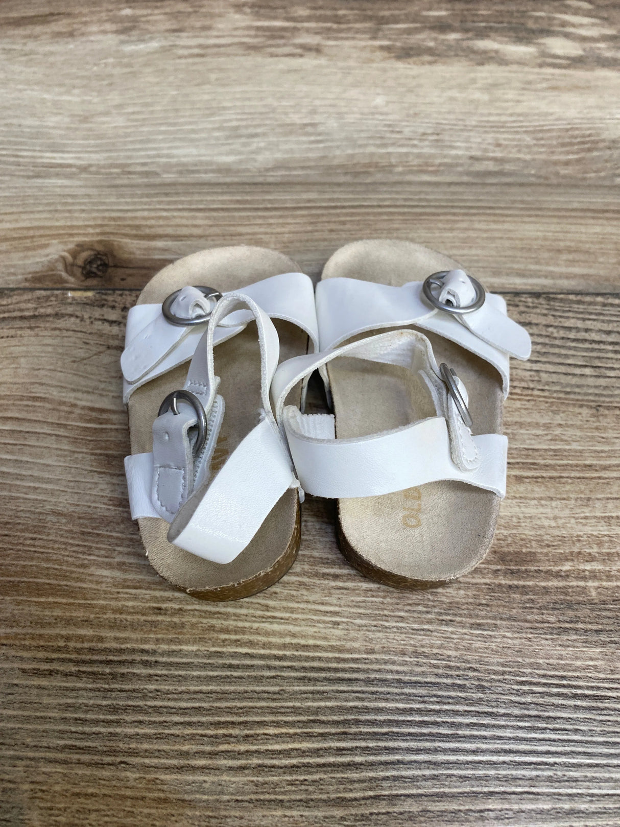 Old Navy Faux-Leather Double-Buckle Sandals White Sz 3c/4c