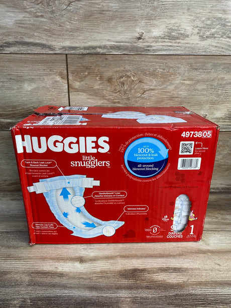 NEW Box of Huggies Little Snugglers Baby Diapers 96ct. Size 1 - Me n Mommy To Be