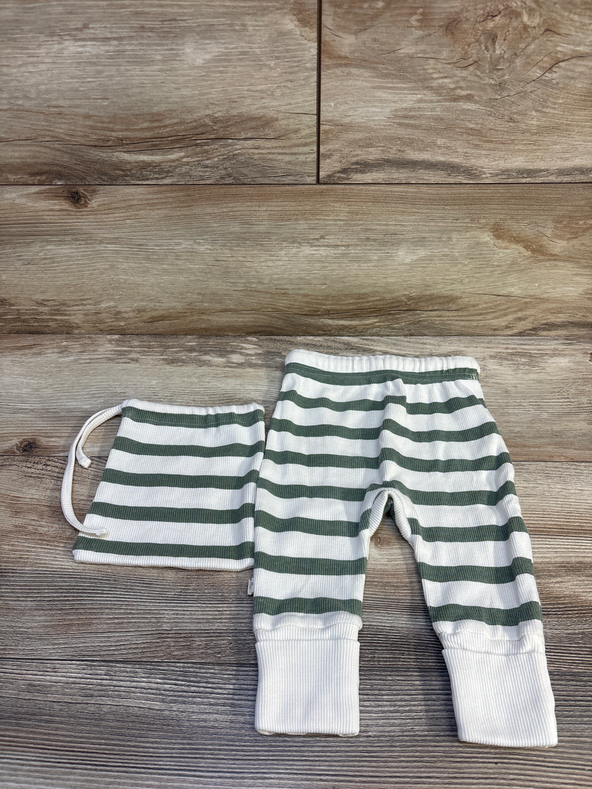 MakeMake Organics Convertible Foot Striped Pants & Bag White sz 3-6m