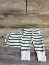 MakeMake Organics Convertible Foot Striped Pants & Bag White sz 3-6m