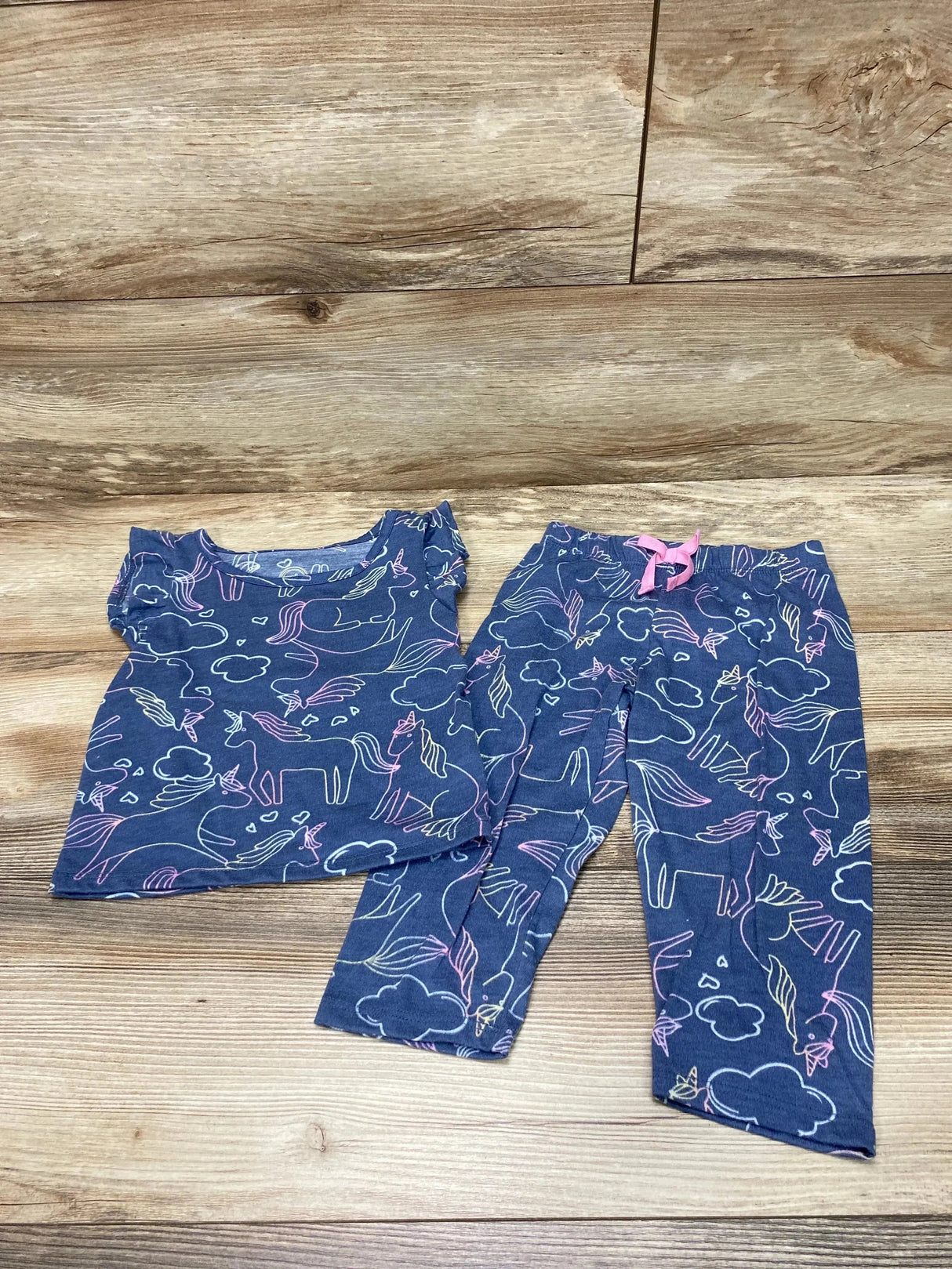 Wonder Nation 2pc Unicorn Pajama Set Blue sz 2T