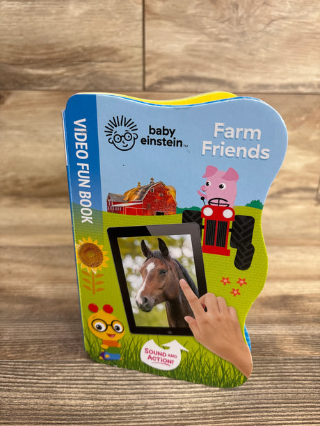 Baby Einstein Farm Friends video fun book featuring farm animal images and interactive sound and action