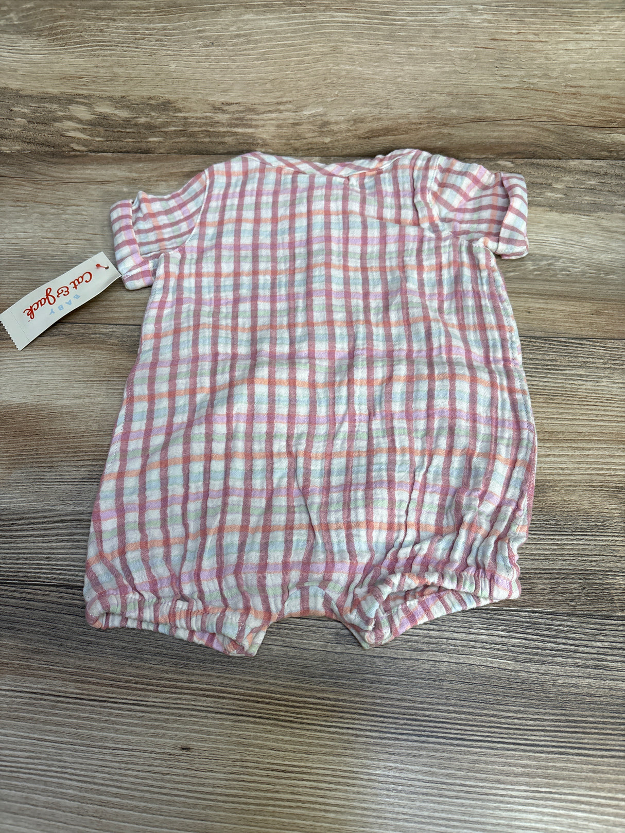 NEW Cat & Jack Plaid Shortie Romper Pink sz 3-6m