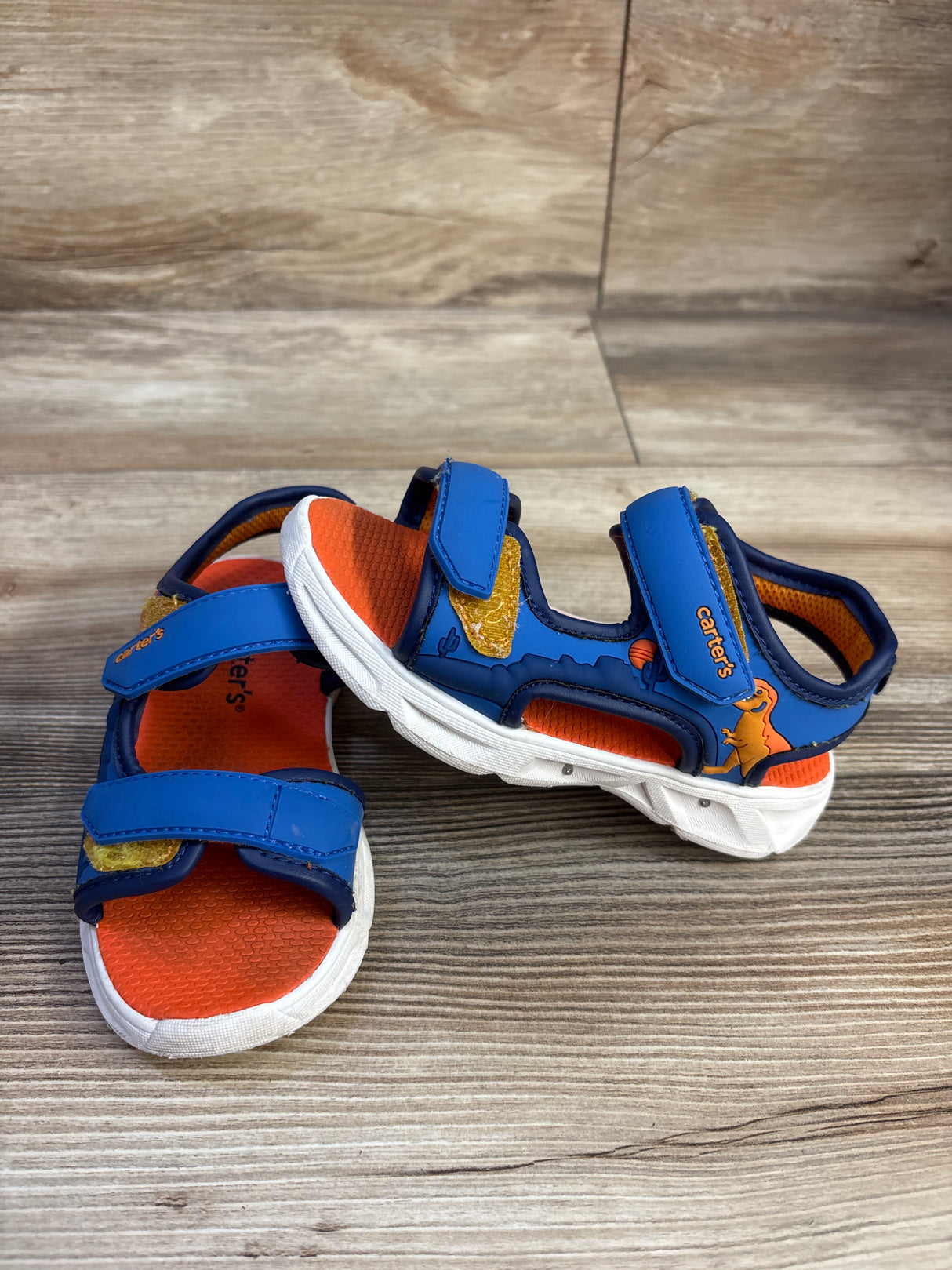 Carter's Light Up Dinosaur Double Strap Sandals Blue sz 9c