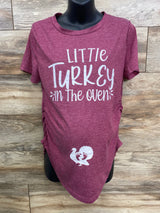 Spadehill Little Turkey In The Oven Ruched Shirt Maroon sz Large