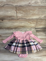 Marsha Ruffle Plaid Bodysuit Dress Pink sz 9-12m
