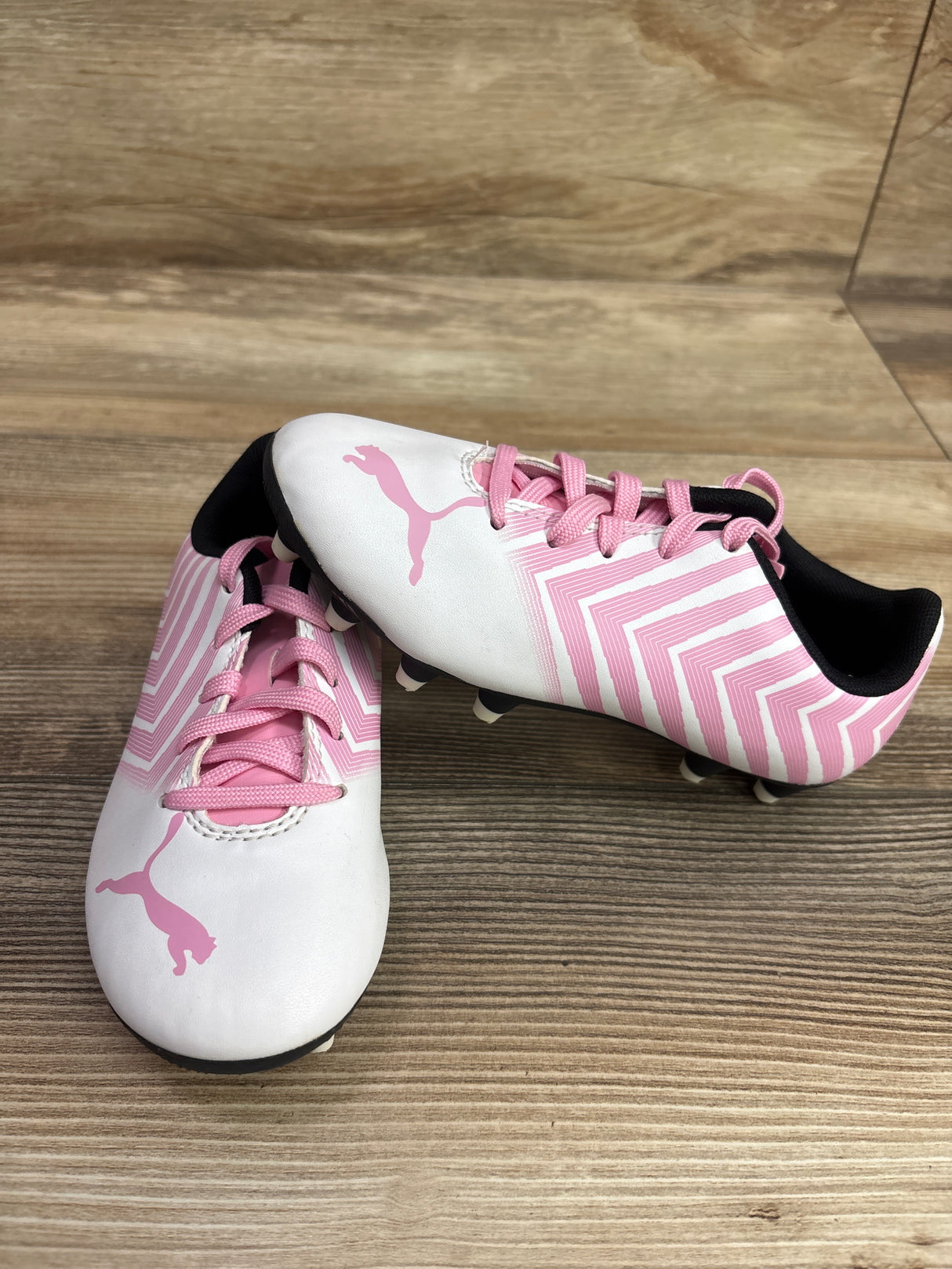 PUMA Tacto II FG Junior Soccer Cleats White/Pink sz 11c