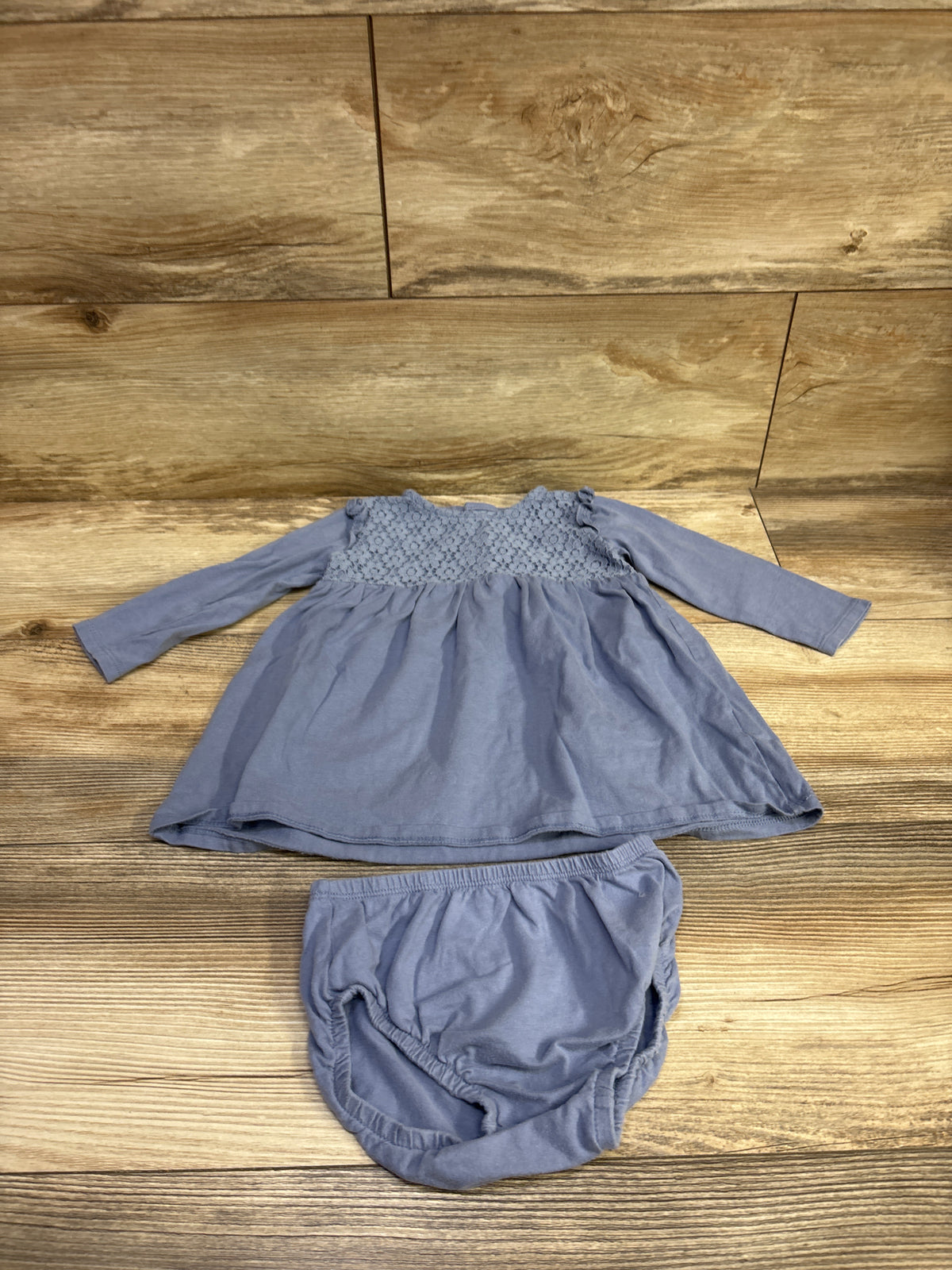 Carter's 2pc Long Sleeve  Lace Dress & Bloomers Set Blue sz 18m