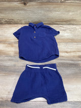 Just One You 2pc Muslin Shirt & Shorts Blue sz 9m