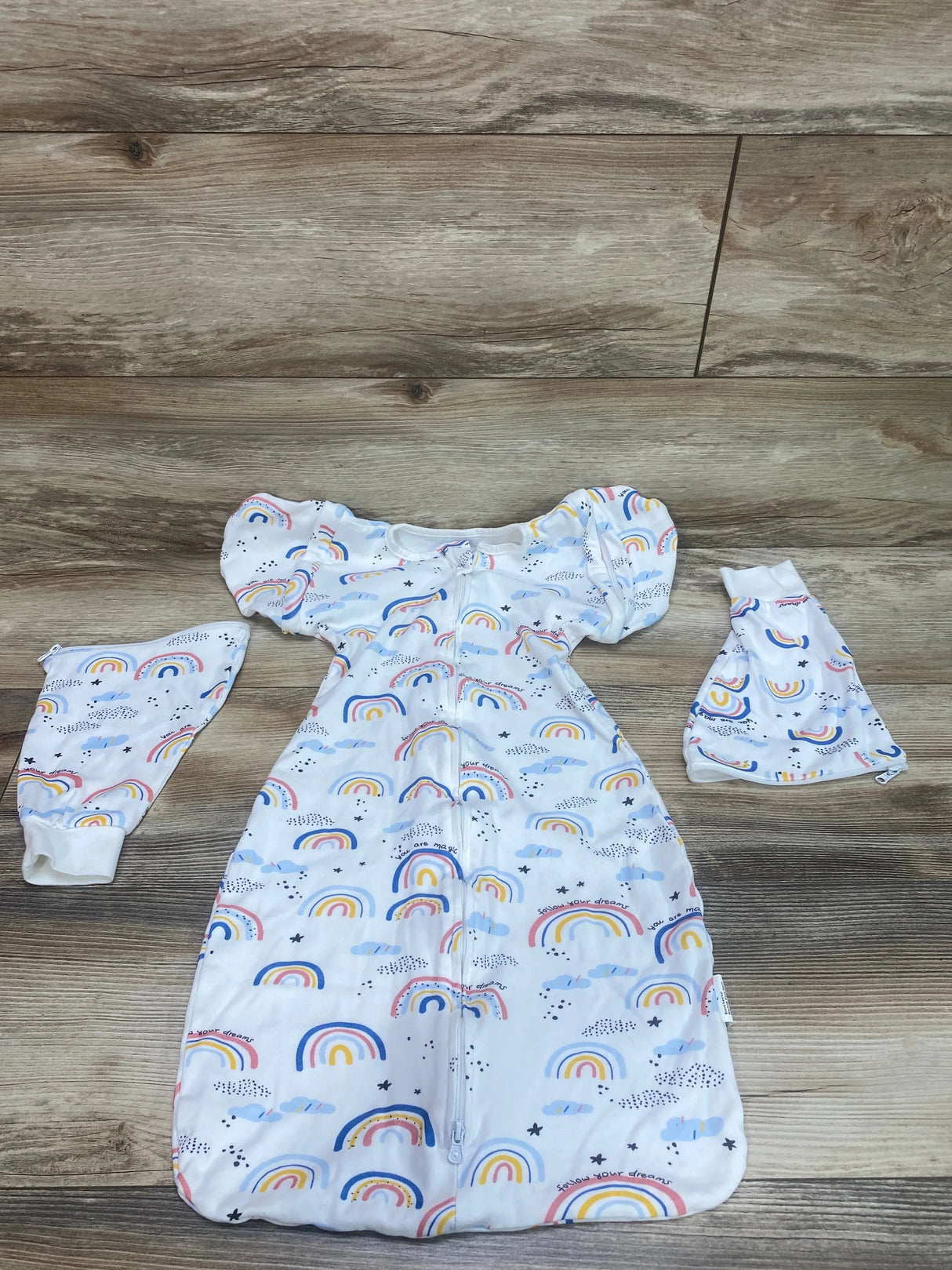 Nearkoi Rainbow Transitional Swaddle Sack White sz 6-9m