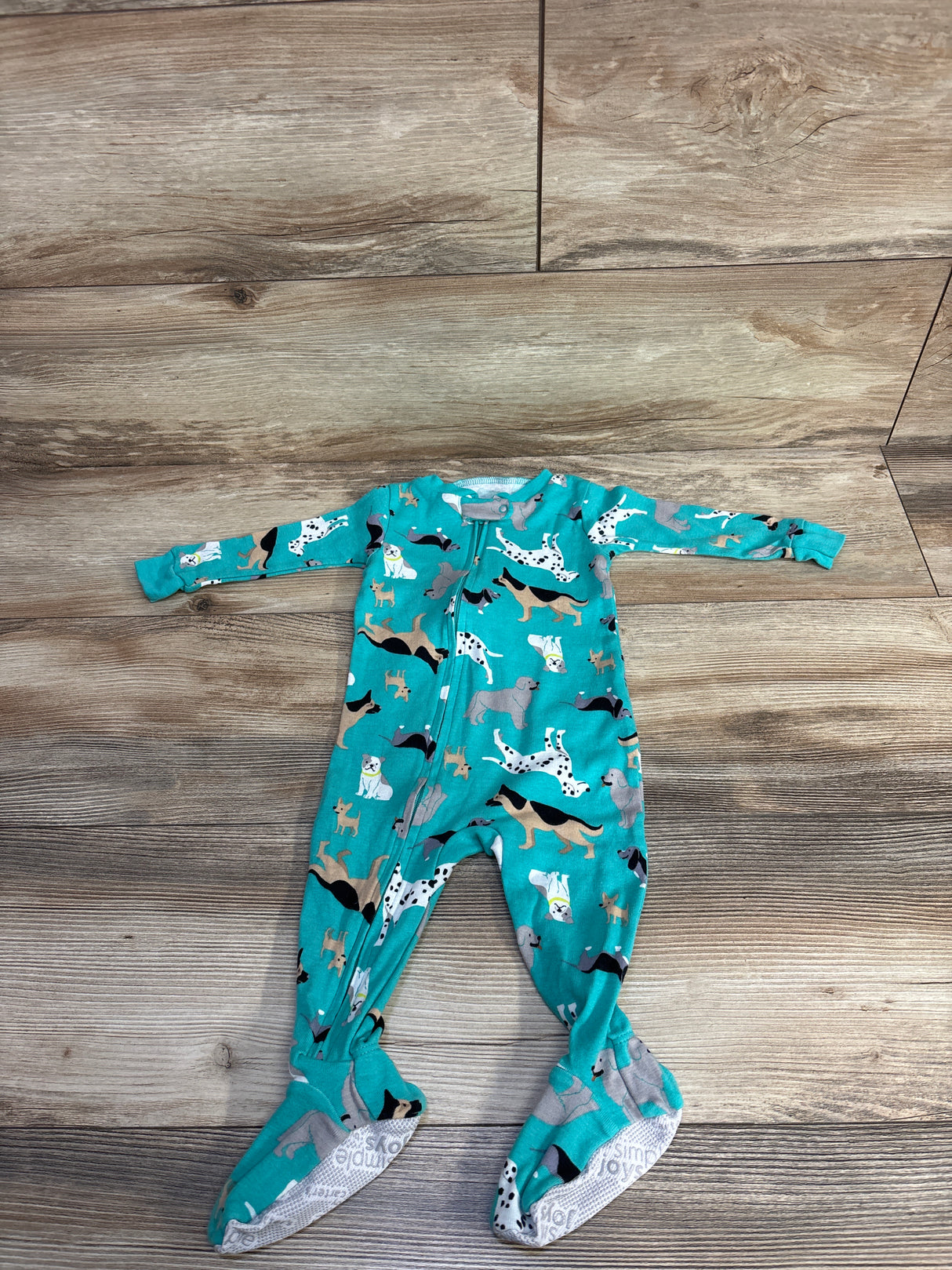 Simple Joys Dog Print Sleeper Teal sz 6-9m