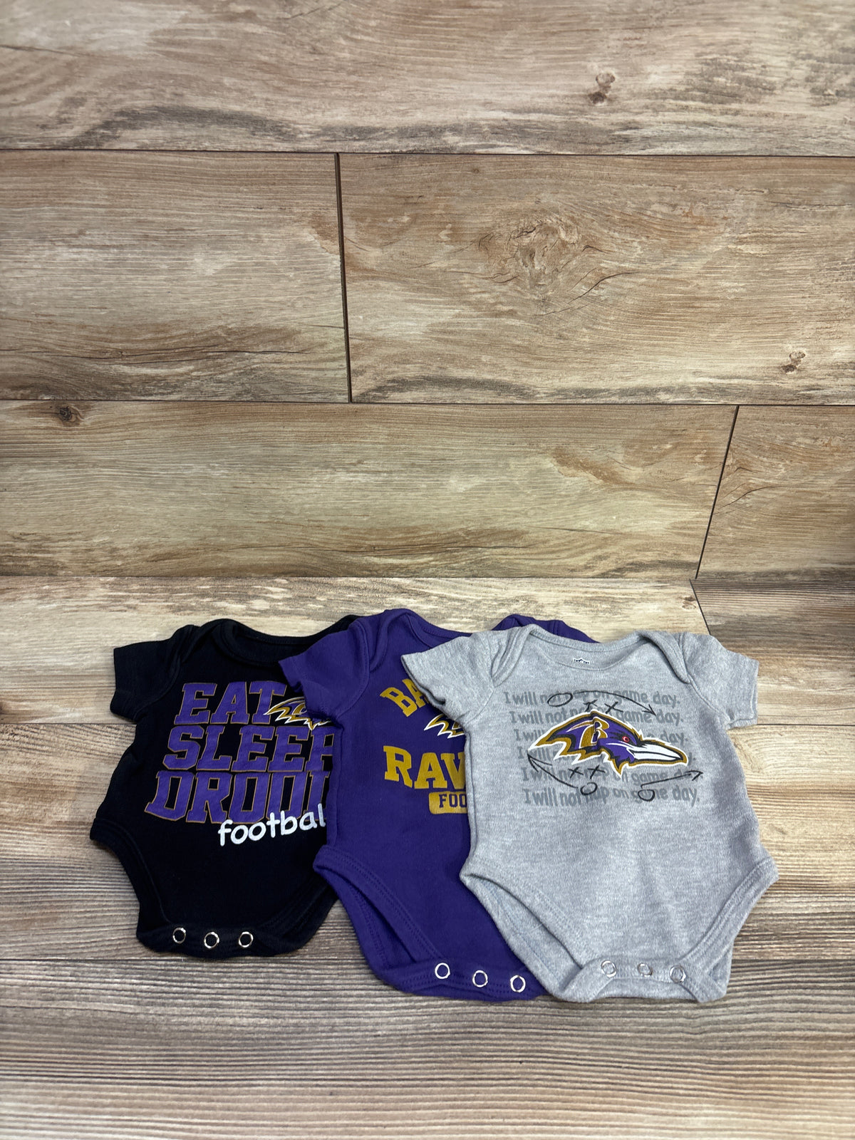 NFL 3pk Baltimore Ravens Bodysuit Set Grey sz 0/3m