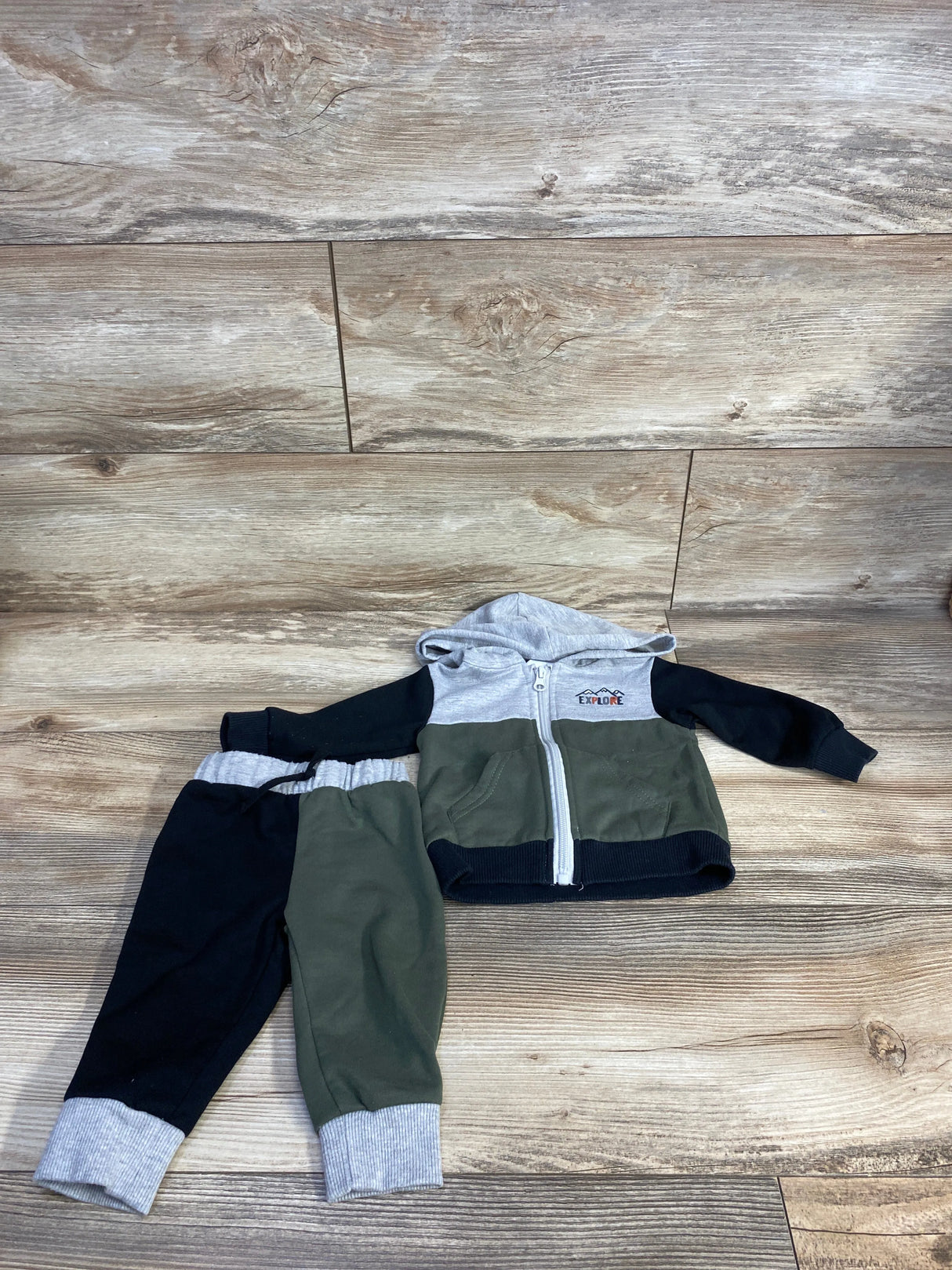 Little Ricky's 2pc Explore Full Zip Hoodie & Jogger Set Black sz 12m