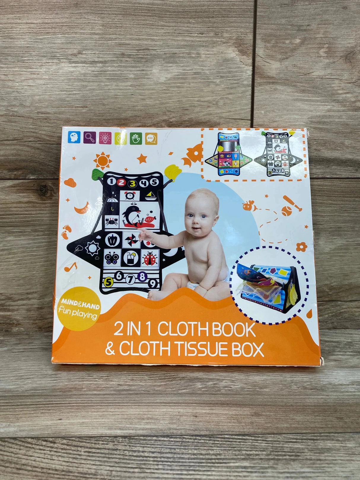 NEW 2 In 1 Cloth Book & Cloth Tissue Box