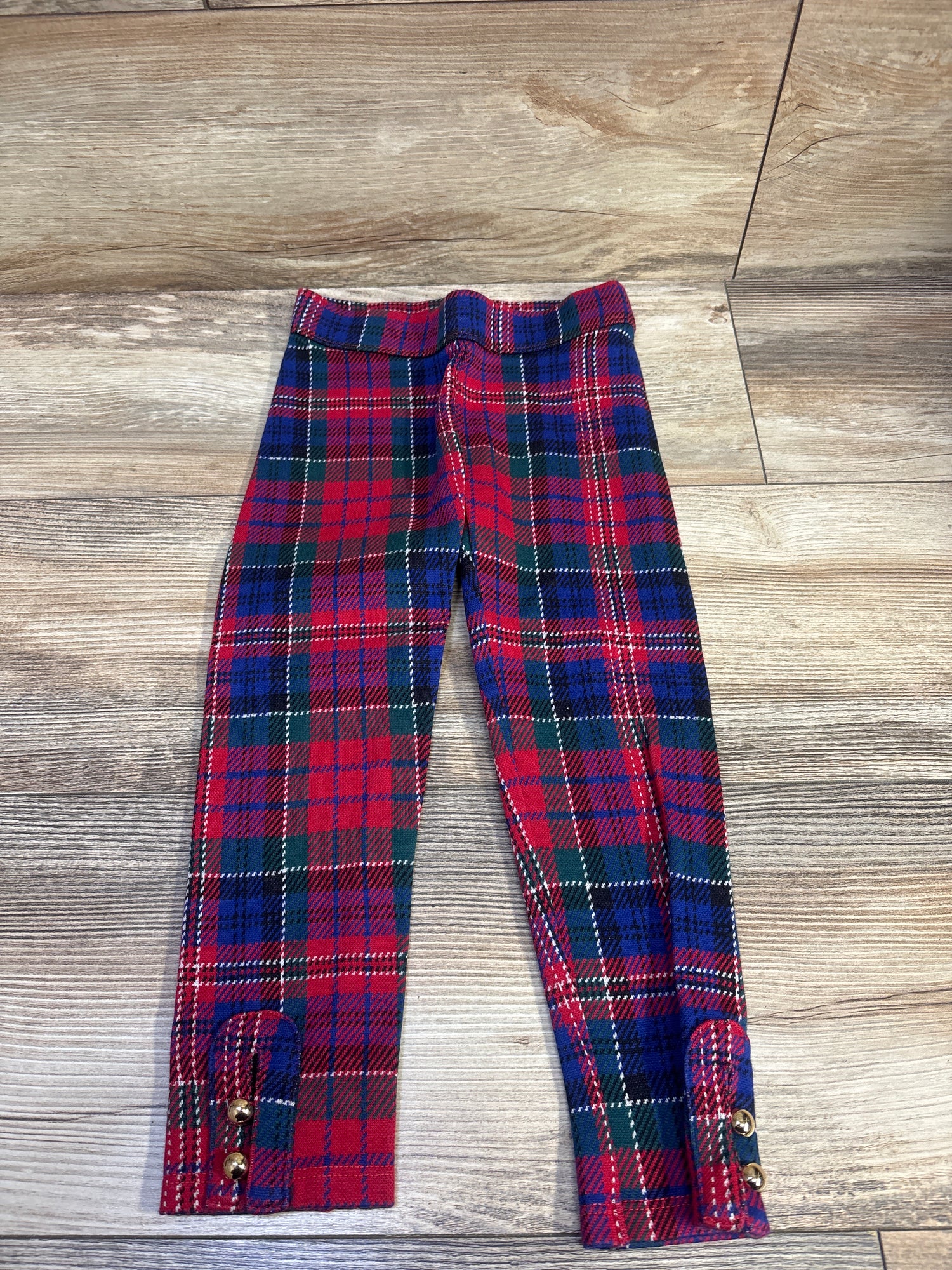 Janie & Jack Tartan Button Cuff Pants Red sz 4T