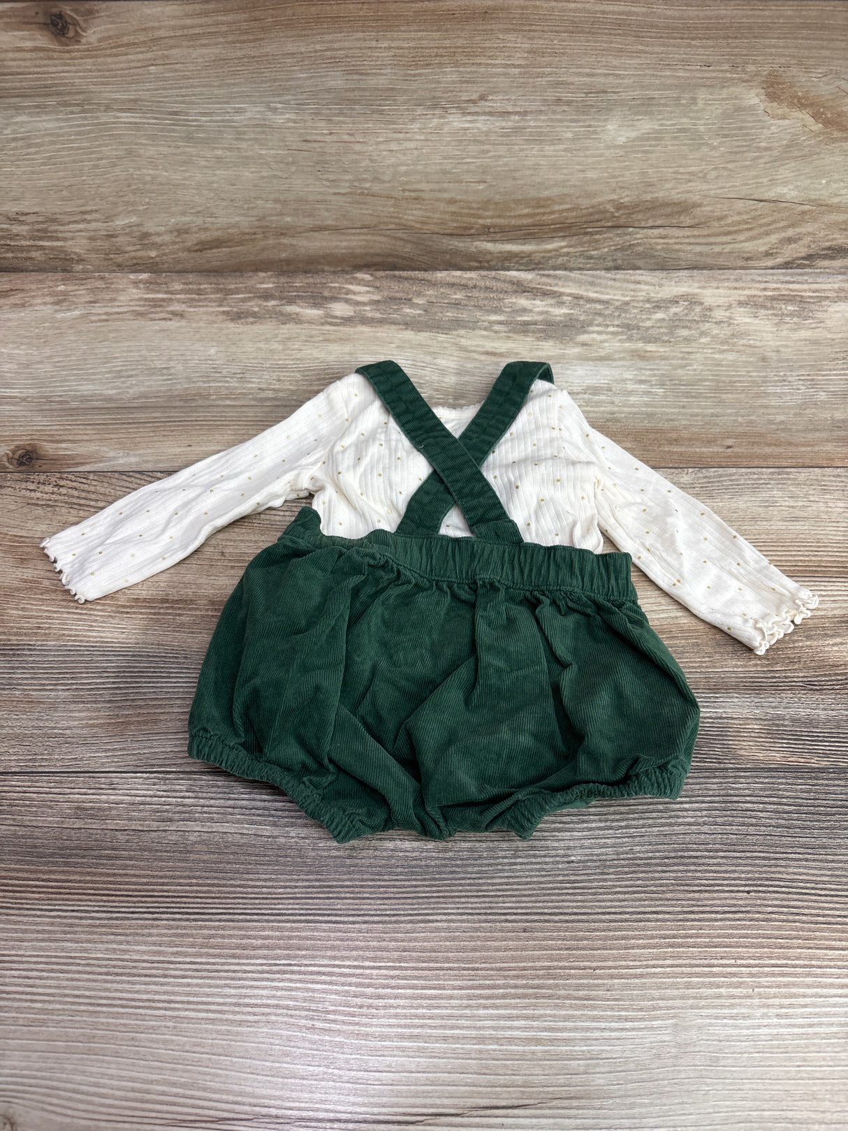 Cloud Island 2pc Long Sleeve Bodysuit & Overall Bubble Romper Ivory sz Newborn