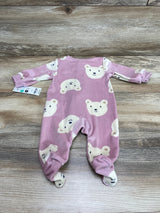 NEW Carter's Bear Print Velour Sleeper Pink sz Newborn