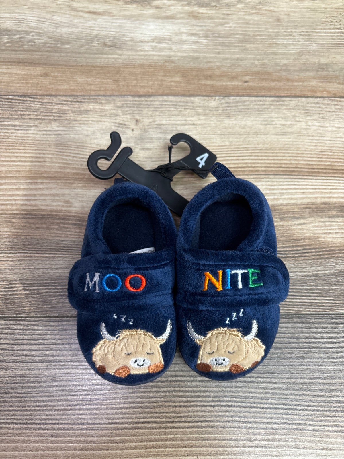 NEW Wonder Nation Moo Nite Slippers Navy sz 4c