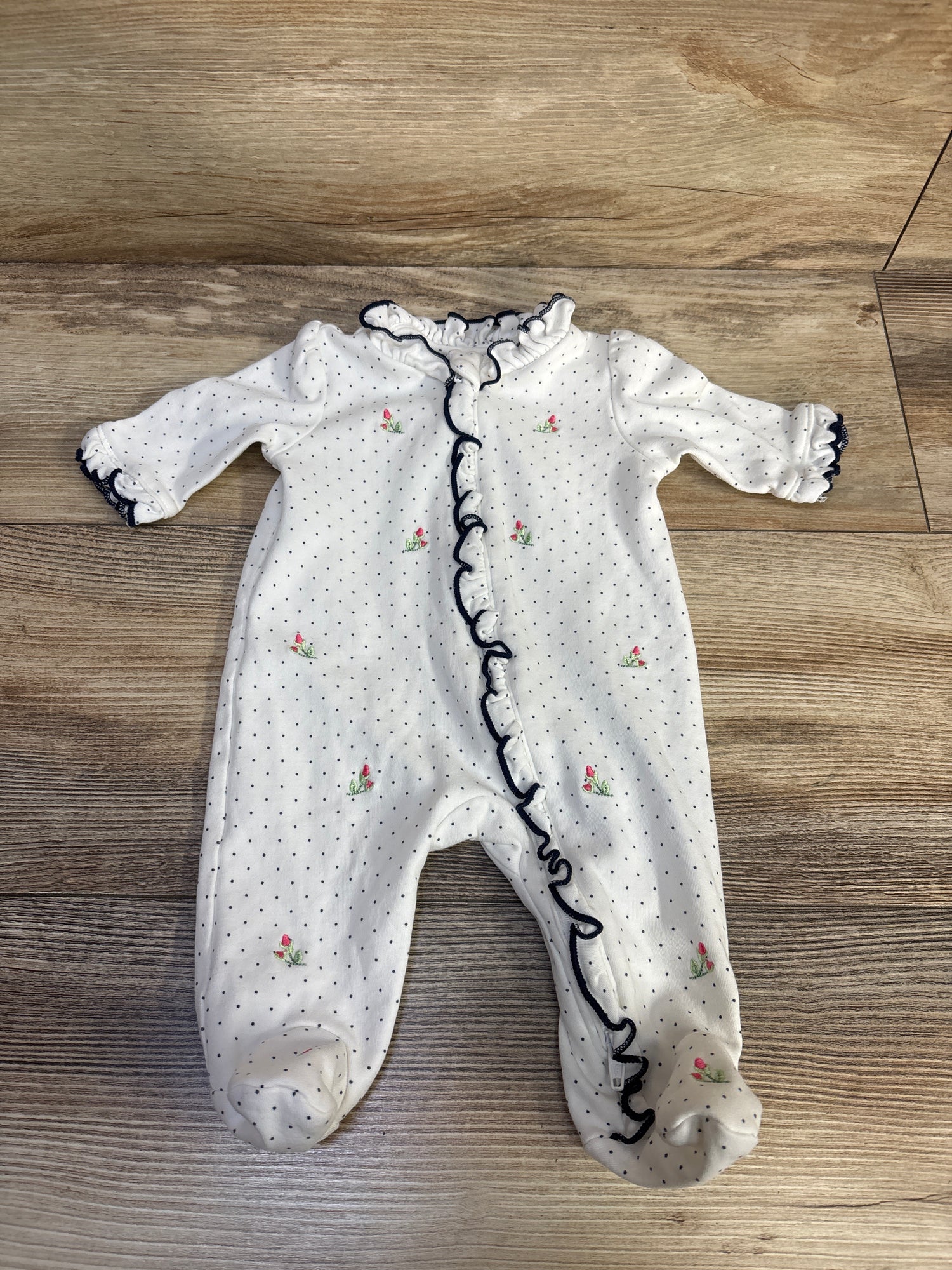 Little Me Embroidered Floral Sleeper White sz Newborn