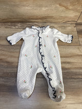 Little Me Embroidered Floral Sleeper White sz Newborn