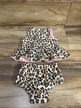 Mudpie 2pc Reversible Swimsuit Set Leopard/Striped sz 3/4T