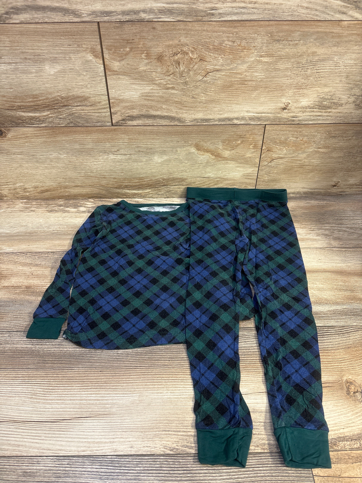 Little Sleepies 2pc Bamboo Pajama Set in Emerald Green Plaid sz 4T