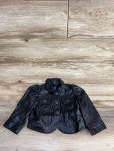 Baby Gap Puff Sleeve Vegan Leather Jacket Black sz 6-12m