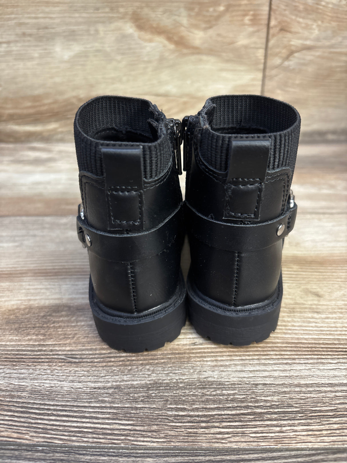 Old Navy Faux Leather Zip Up Moto Boots Black sz 6c
