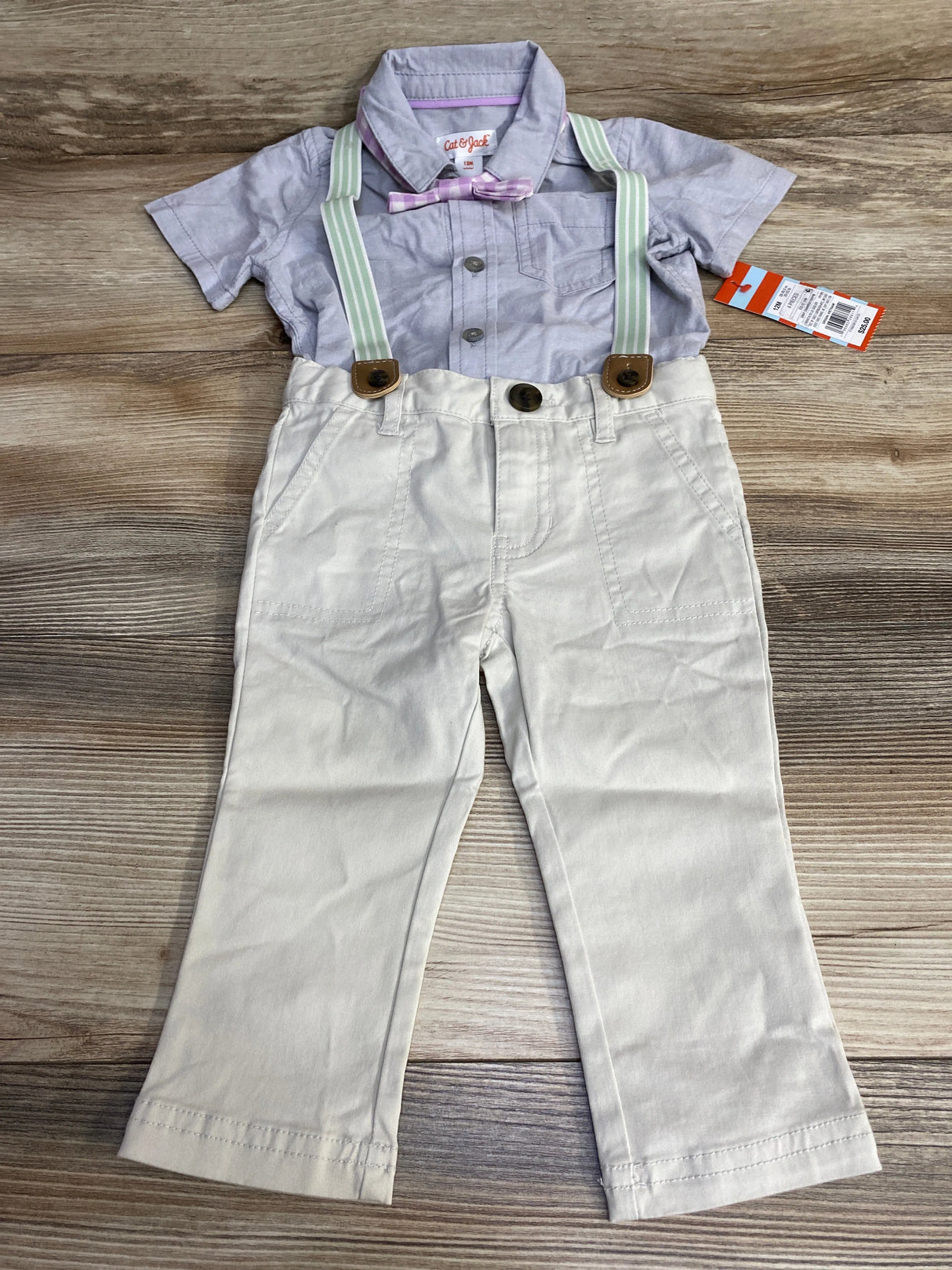 NEW Cat & Jack 4pc Suspender Set Grey sz 12m - Me n Mommy To Be