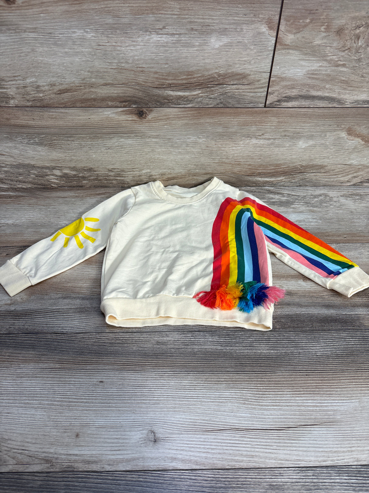 Rainbow Tassel Sweatshirt Cream sz 3T