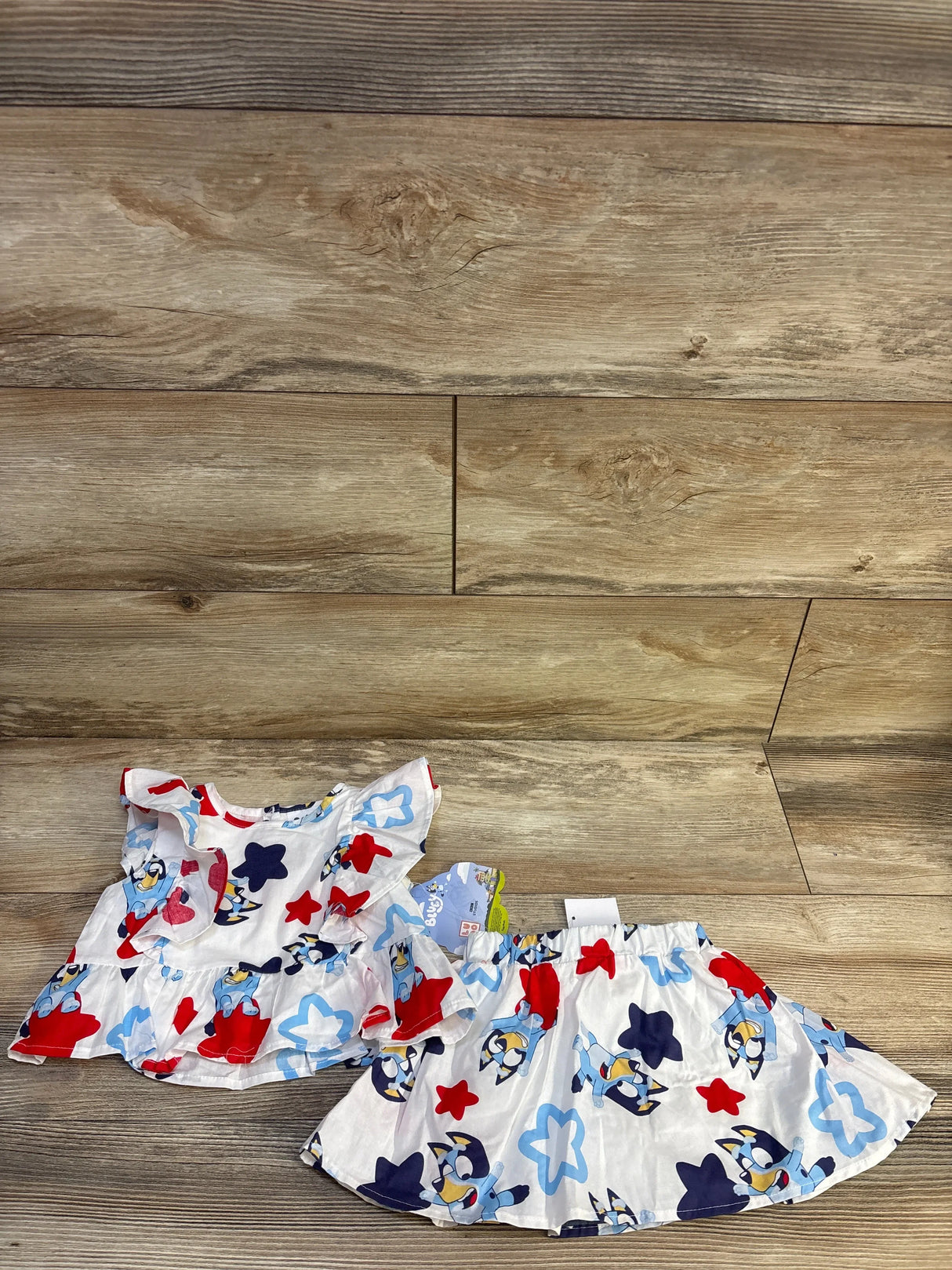 NEW Bluey 2pc Fourth of July Peplum Top & Skort Set White sz 12m