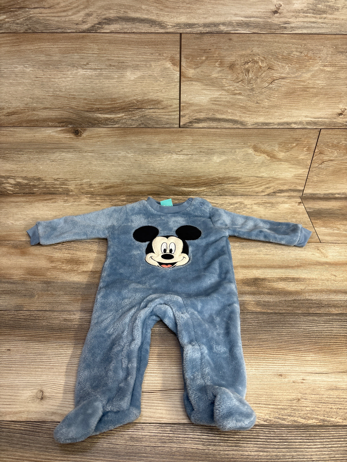 Disney Baby Mickey Mouse Plush Footed Coverall Blue sz 3/6m