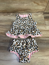 Mudpie 2pc Reversible Swimsuit Set Leopard/Striped sz 3/4T