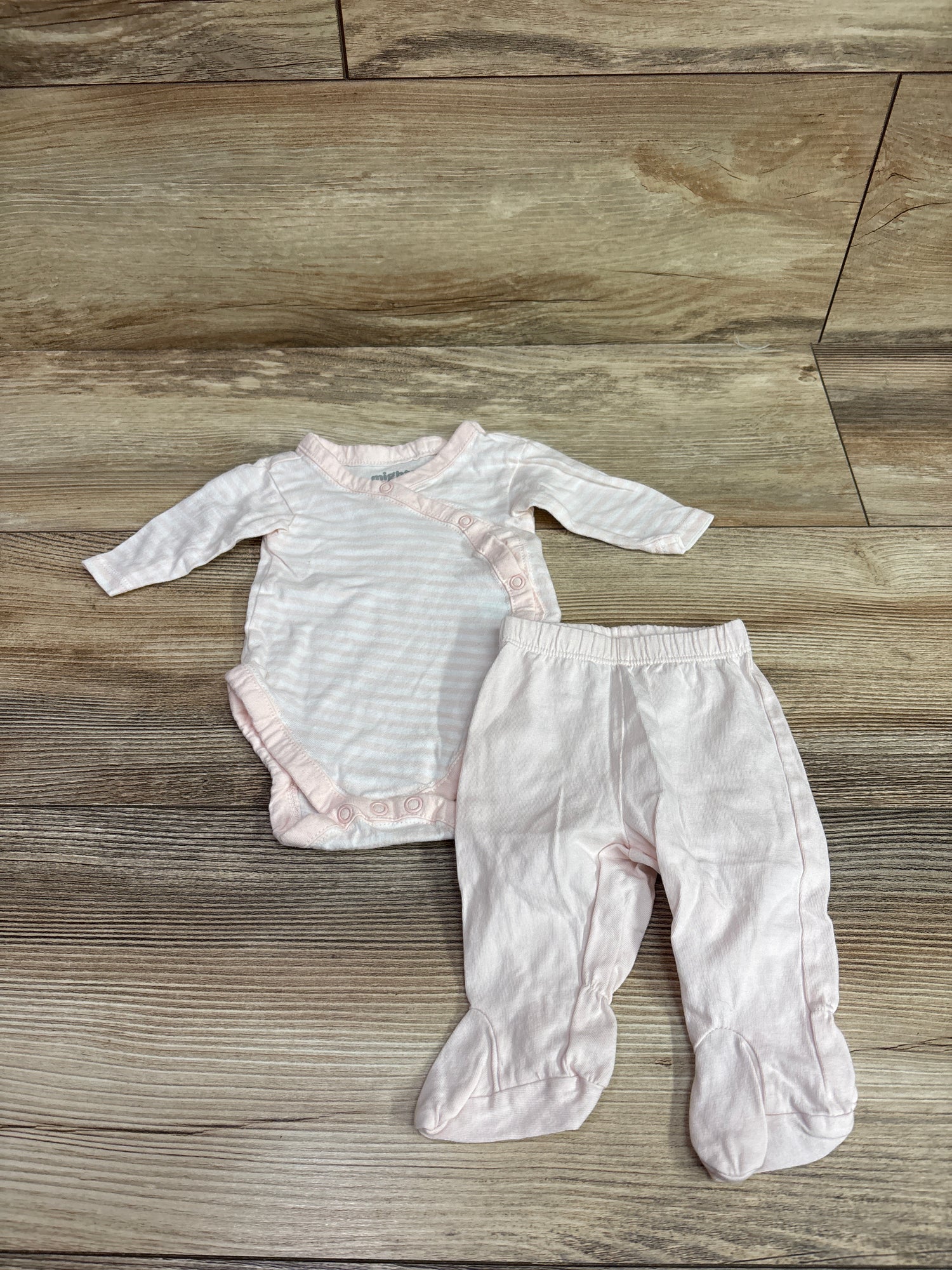 Mighty Goods 2pc Side Snap Bodysuit & Footed Pants Set Pink sz Preemie