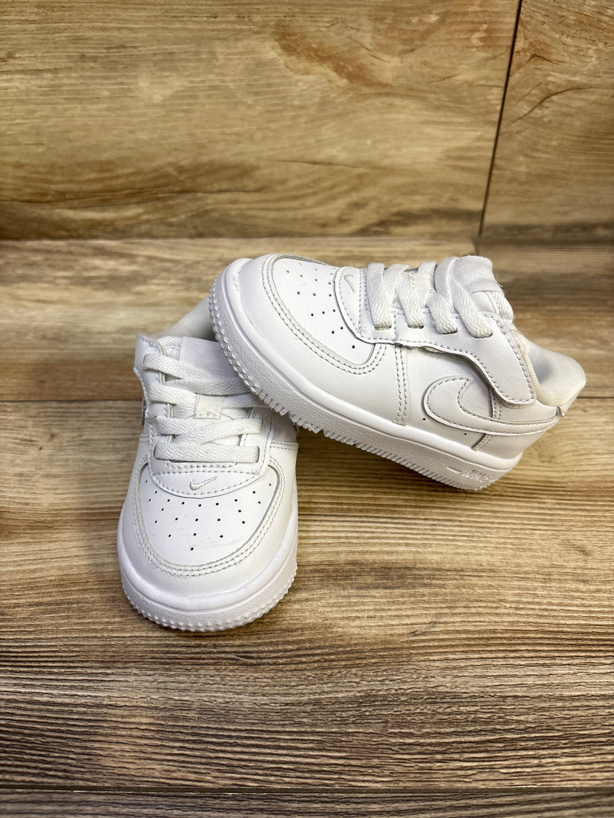 Nike Force 1 Low EasyOn TD Triple White Sneakers sz 6c