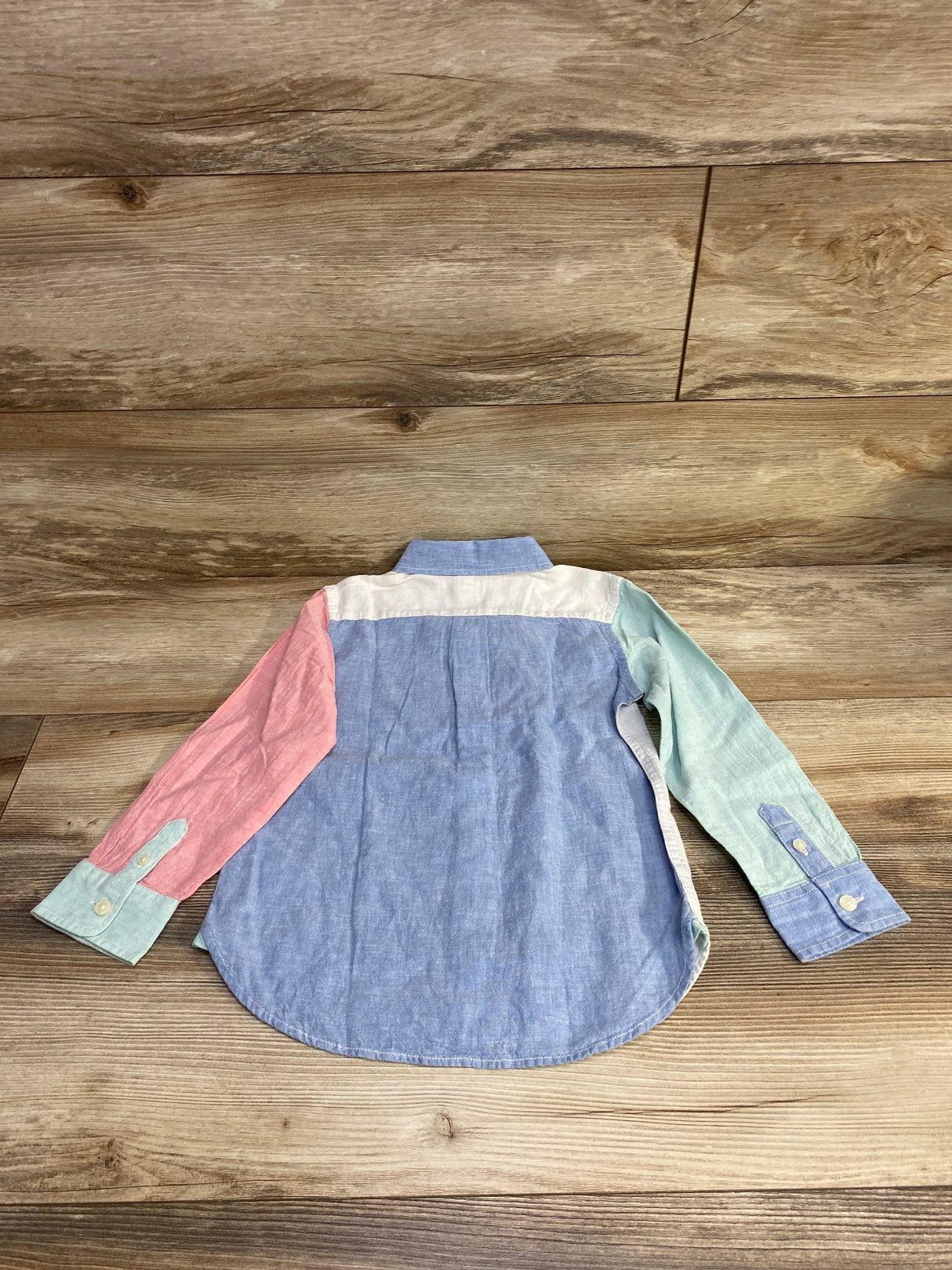 NEW Baby Gap Linen Colorblock Button Down Shirt Blue/White sz 5T