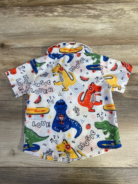 Hawaiian Dinosaur Button-Up Shirt White sz 12-18m - Me n Mommy To Be