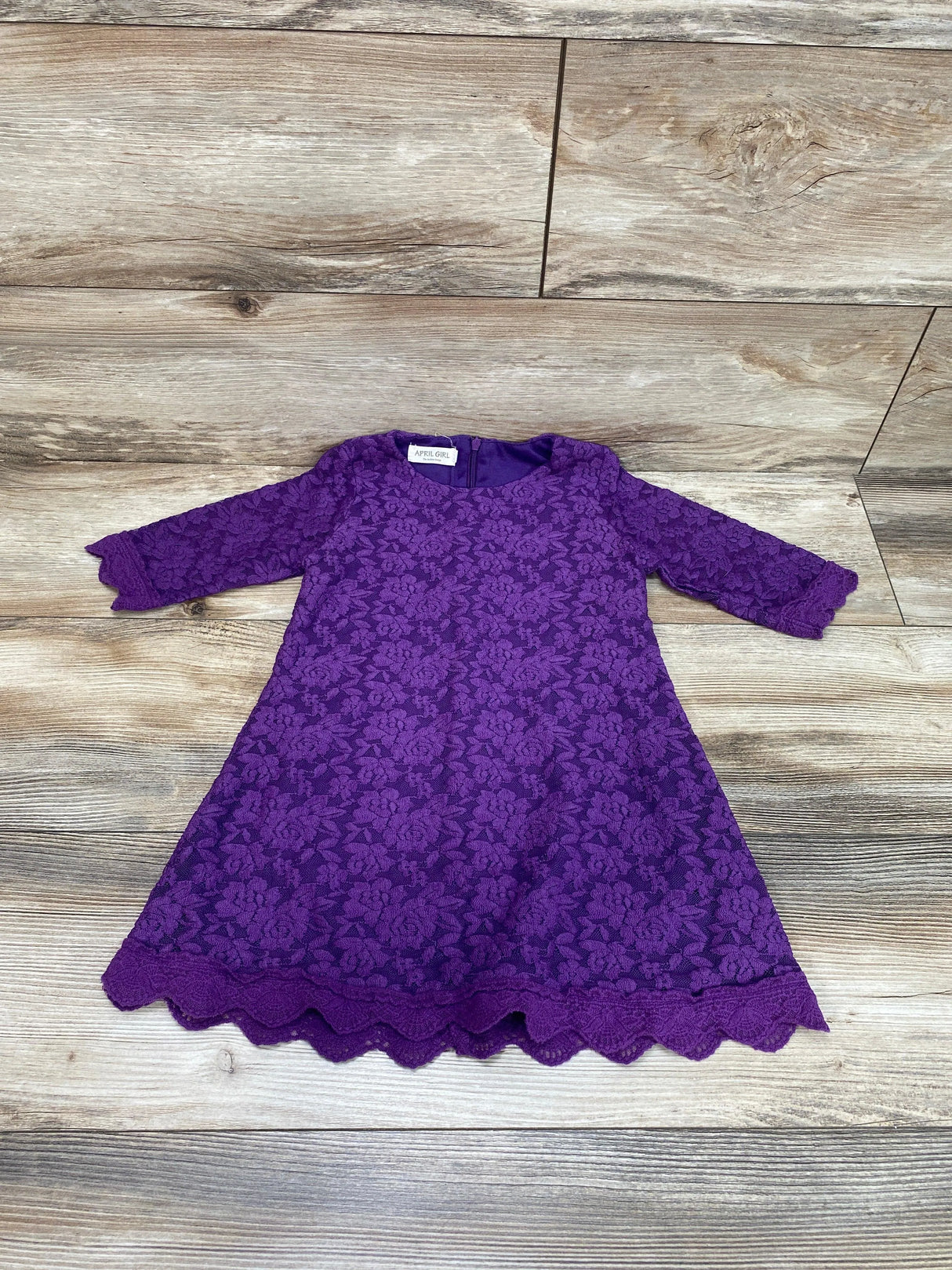 April Girl Purple 3/4 Sleeve Lace Dress sz 5T - Me 'n Mommy To Be