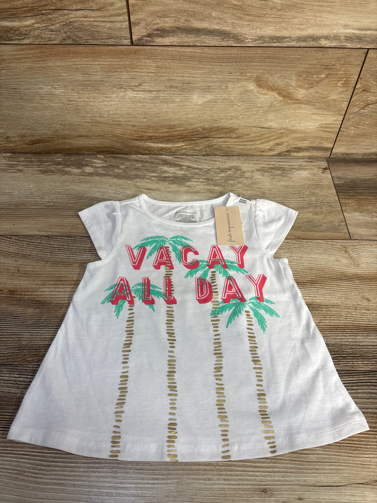 NEW First Impressions Vacay All Day Shirt White sz 24m