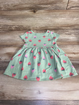 Cat & Jack Strawberry Print Dress Green sz 2T