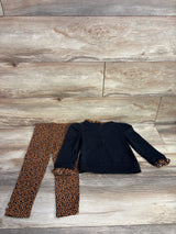 Janie & Jack Leopard Trim Sweatshirt & Button Cuff Ponte Pants sz 3T